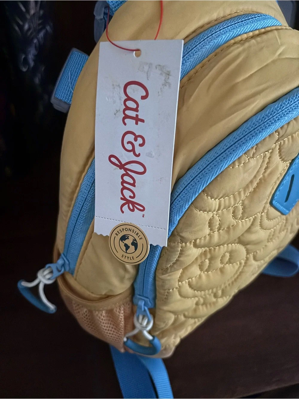 Cat & Jack Kids Quilted Mini Backpack in Mustard and Blue